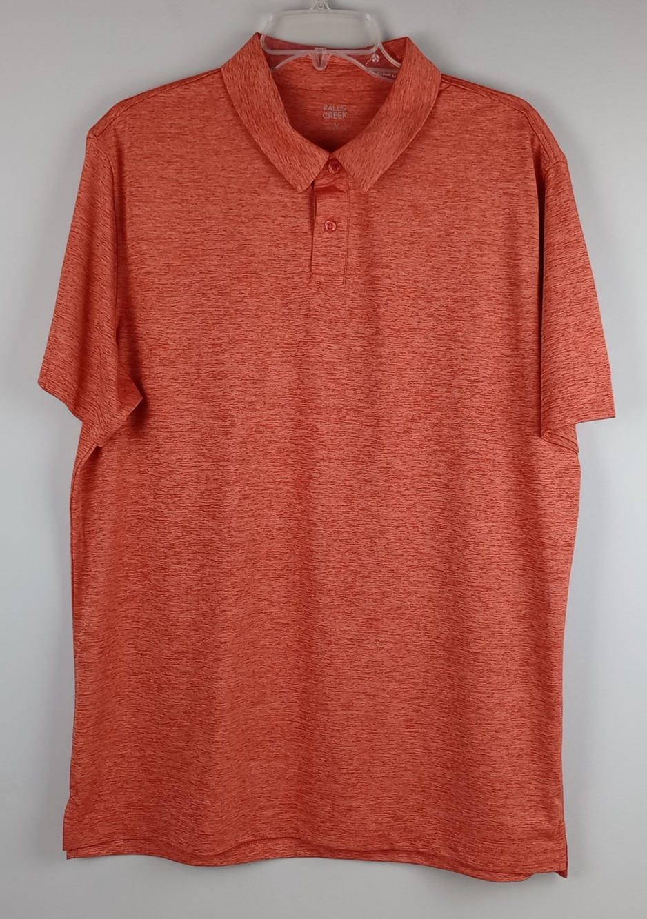 Falls Creek Mens L Orange Short Sleeve Golf Athletic Rayon Polo Shirt